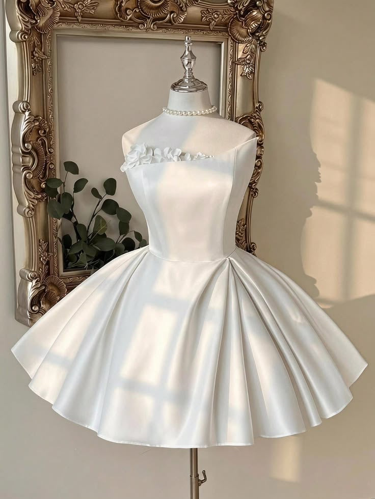 Short Satin Bridal Dress
