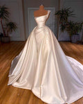 Asymmetrical Satin Bridal Ballgown
