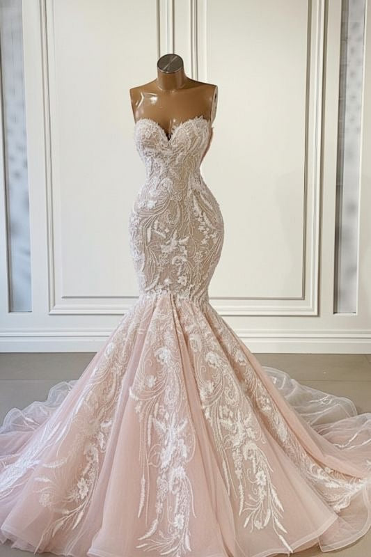 Blush Fit & Flare Lace Ballgown